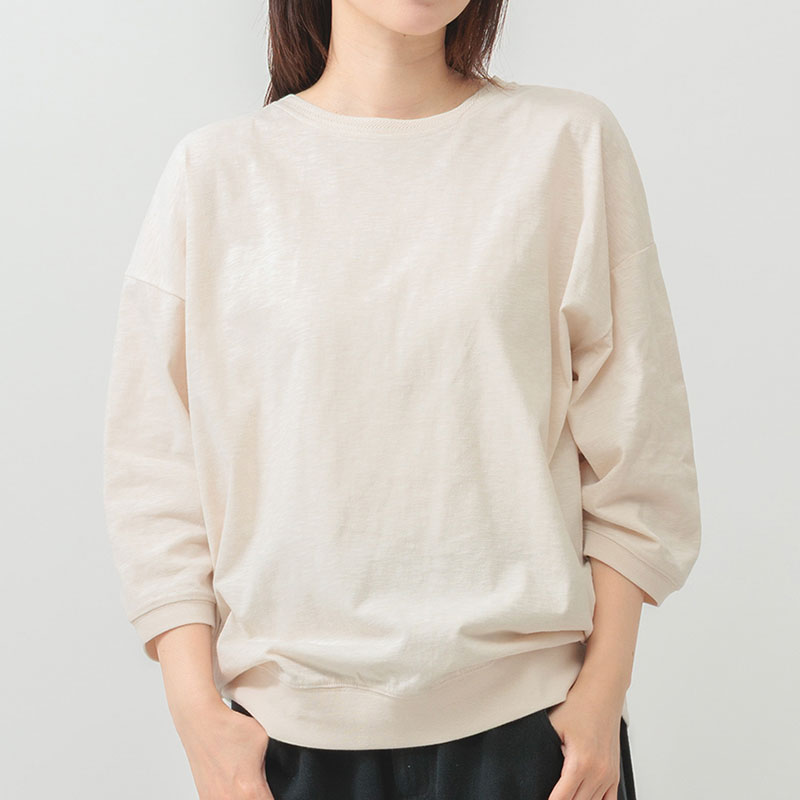 婦人『m.m.o』7分袖綿スラブトップス