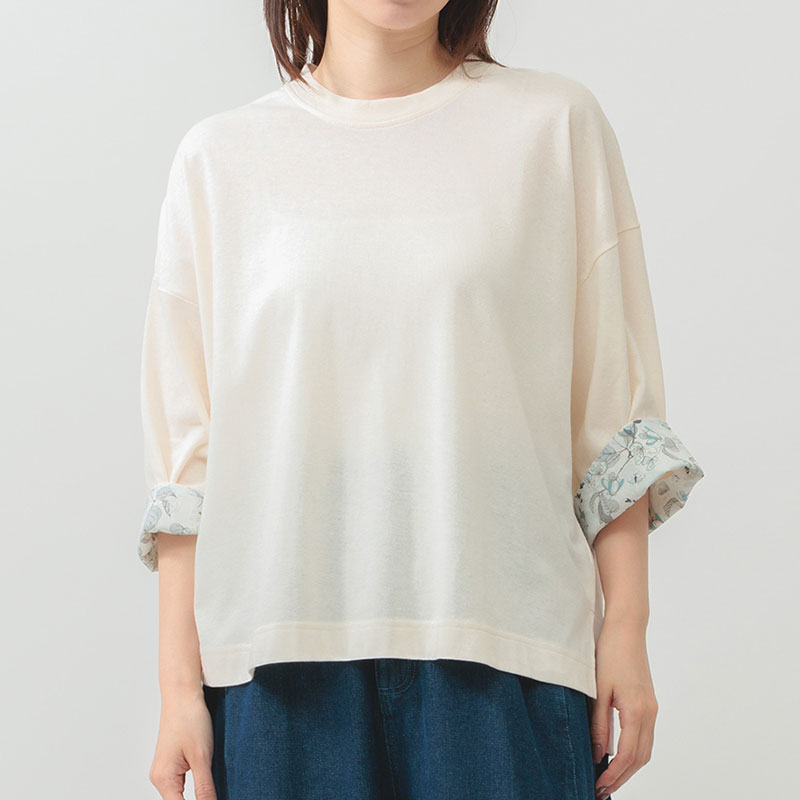 婦人『m.m.o』7分袖袖裏布帛トップス
