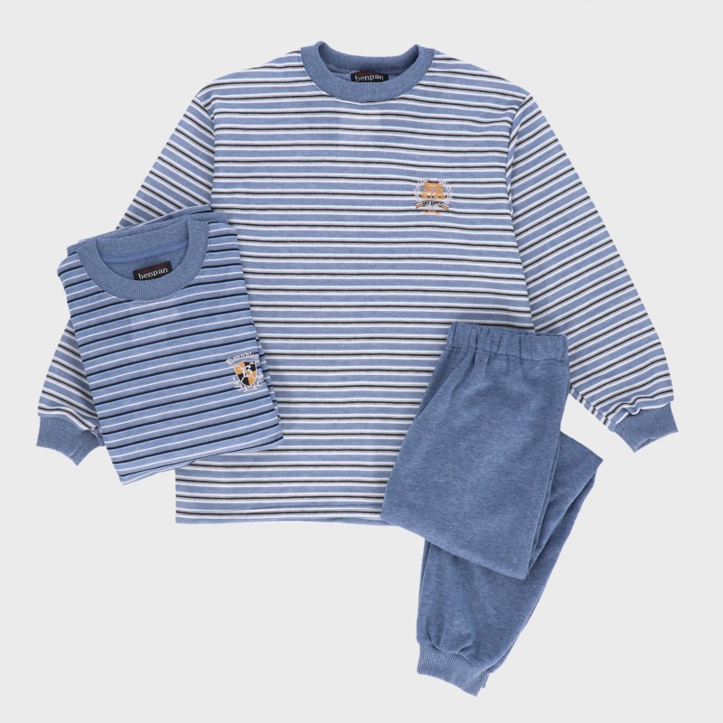 紳士綿混ダンボールボーダーTスーツパジャマ