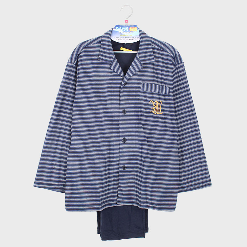 紳士綿混ダンボールテーラーパジャマ(ボーダー)