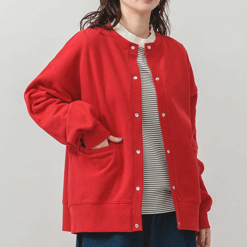 婦人『m.m.o.』裏毛パールドットボタンカーディガン