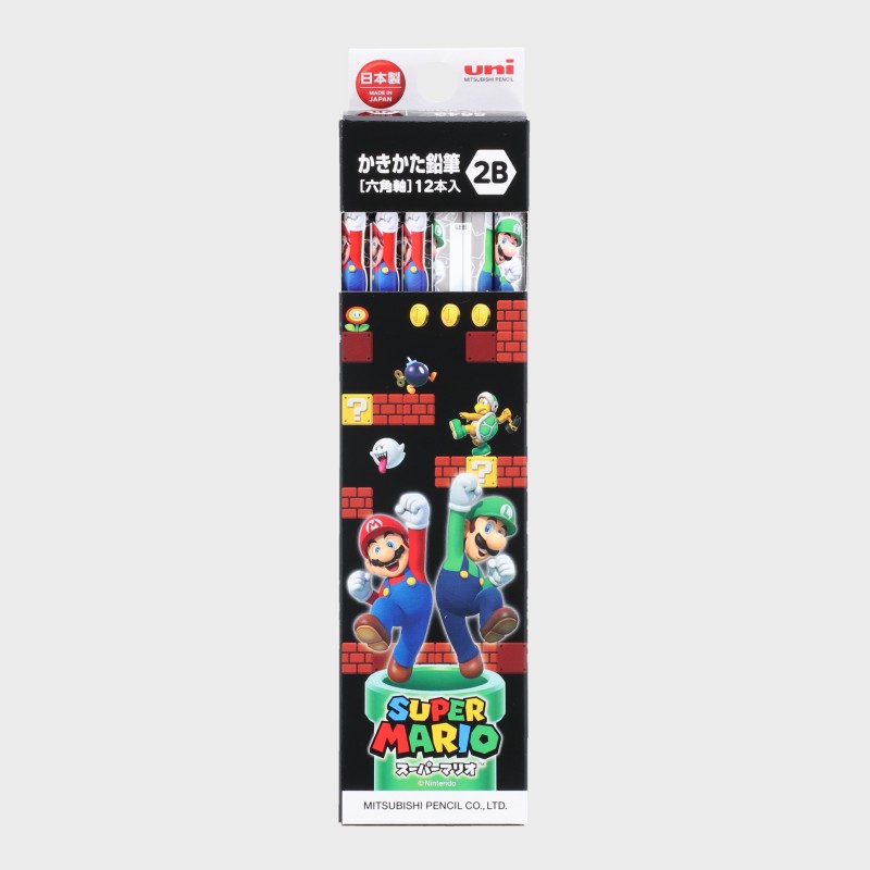 『スーパーマリオ/SUPER MARIO』UNIかきかた鉛筆(六角軸)12本入り2B
