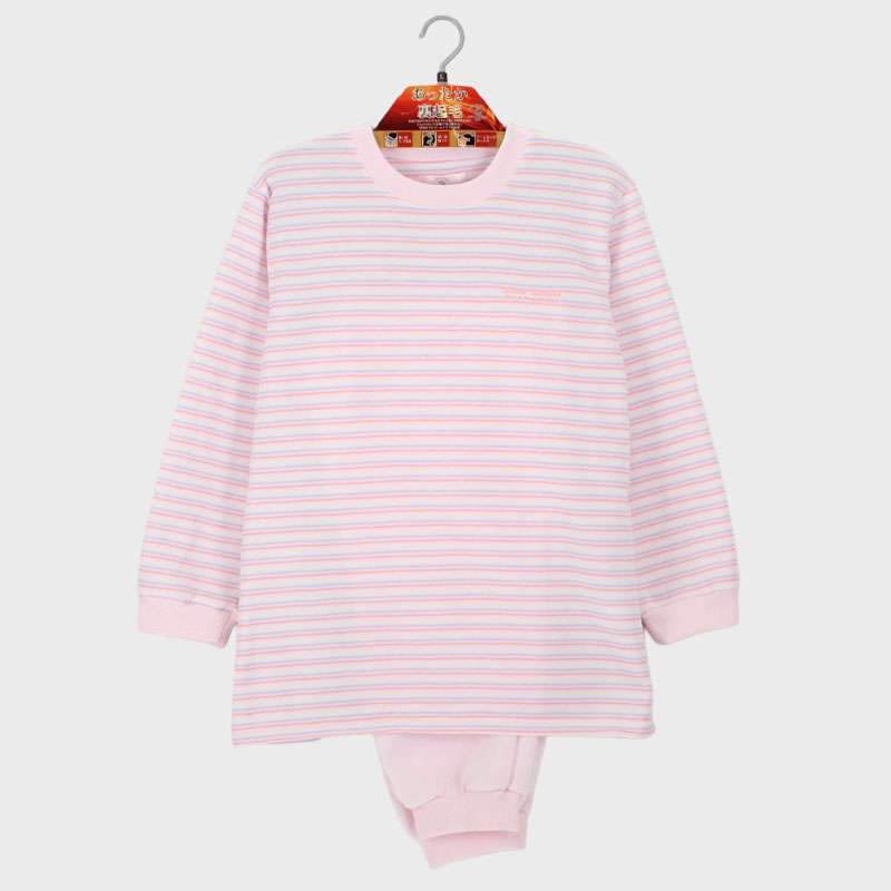 婦人『SANTA BARBARA POLO』E/Cシャギー丸首Tスーツパジャマ(ボーダー)