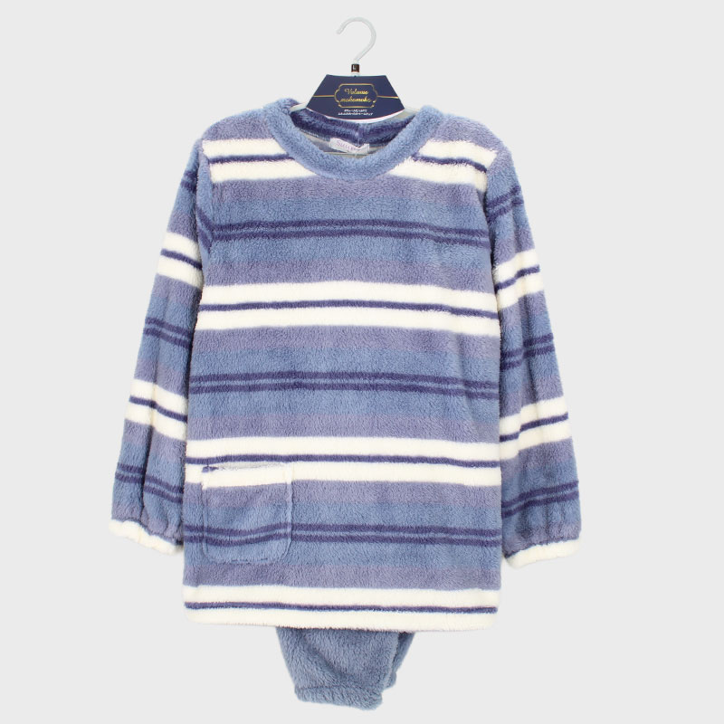 婦人ボリュームマイクロTスーツパジャマ(ボーダー)