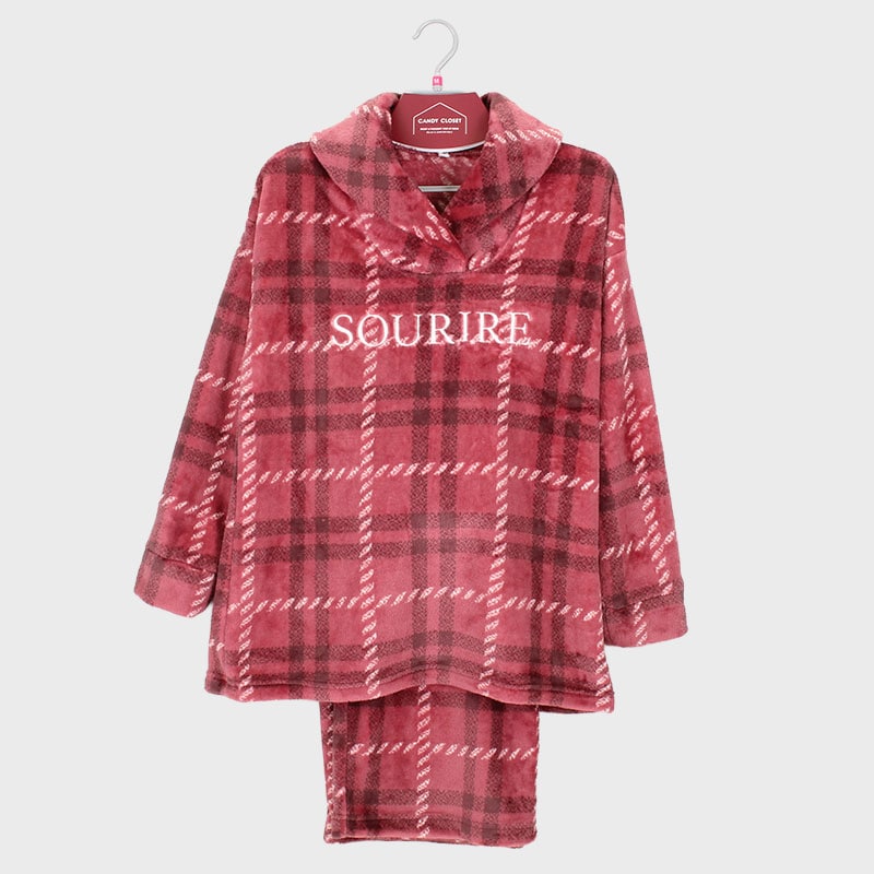 婦人『Candy closet』フランネルフリースTスーツ(チェック柄)