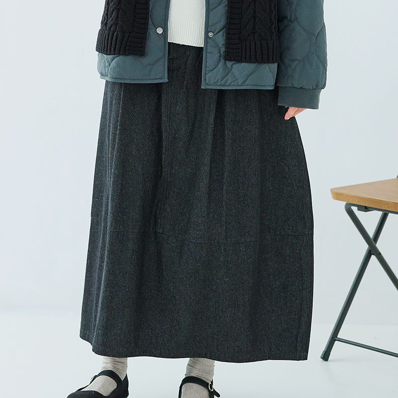 婦人『cloudnine』8oz布帛デニム無地9分丈バルーンスカート