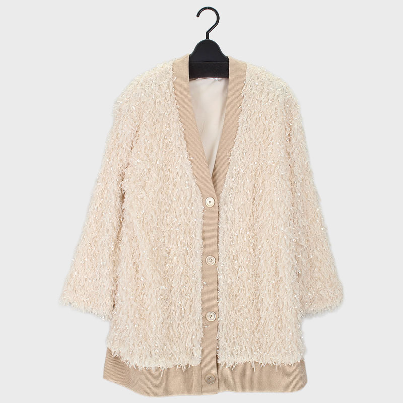 婦人『SILENT WORTH』カットフリンジジャガードカーディガン