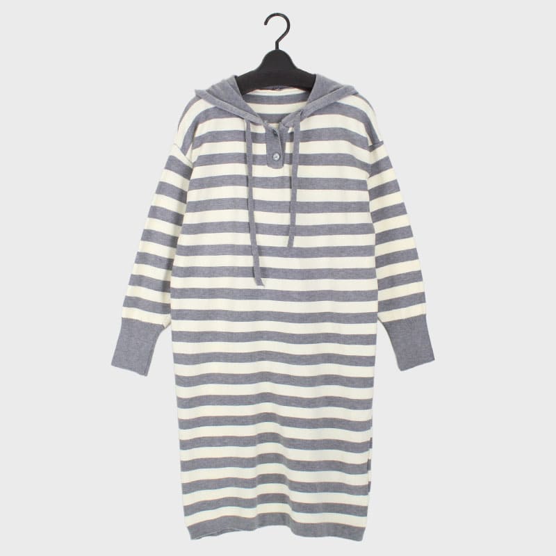 婦人ボーダーワンピース(フード付き)