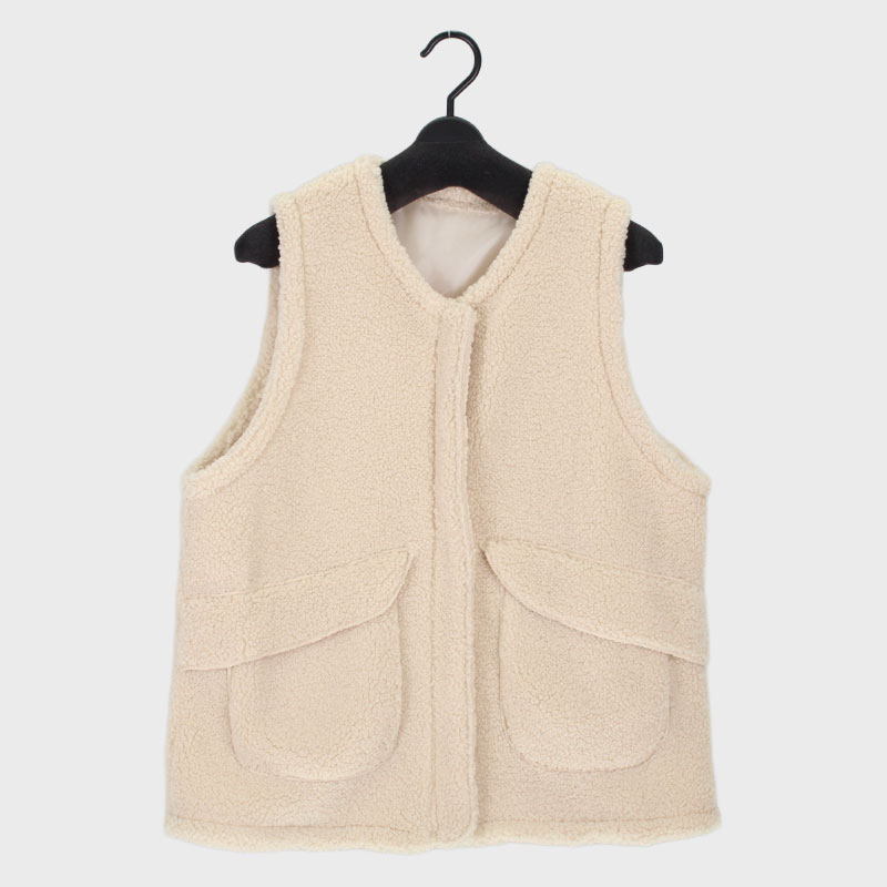 婦人前ファスナーボアベスト(ポケット付)