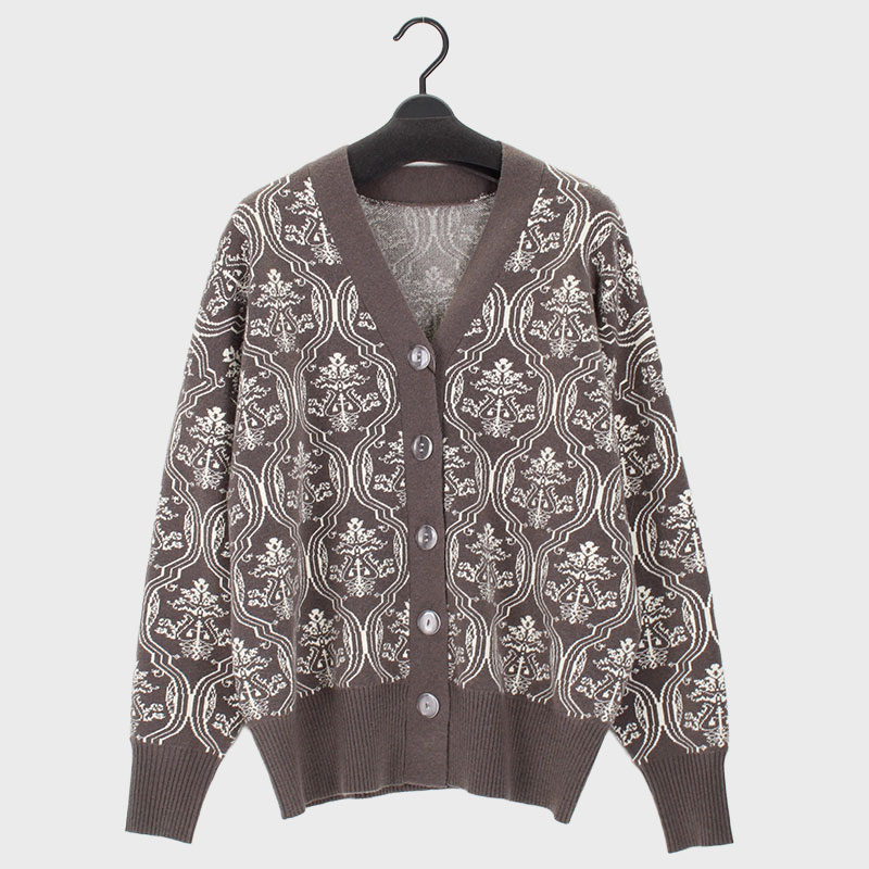 婦人『palm RICHE』アンティーククラシックジャガード柄カーディガン