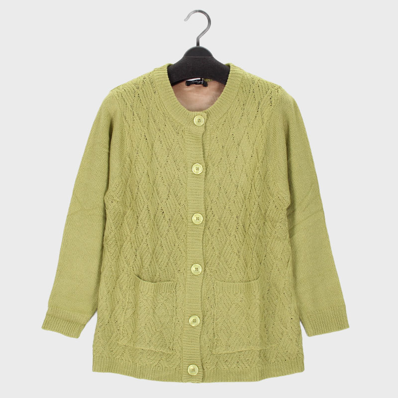 婦人丸首ニットカーデガン(裏ベロア付き)