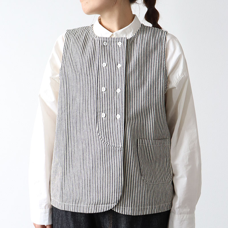 婦人『cloudnine』9.3ozタテスラブ入りダブルボタン前開きベスト