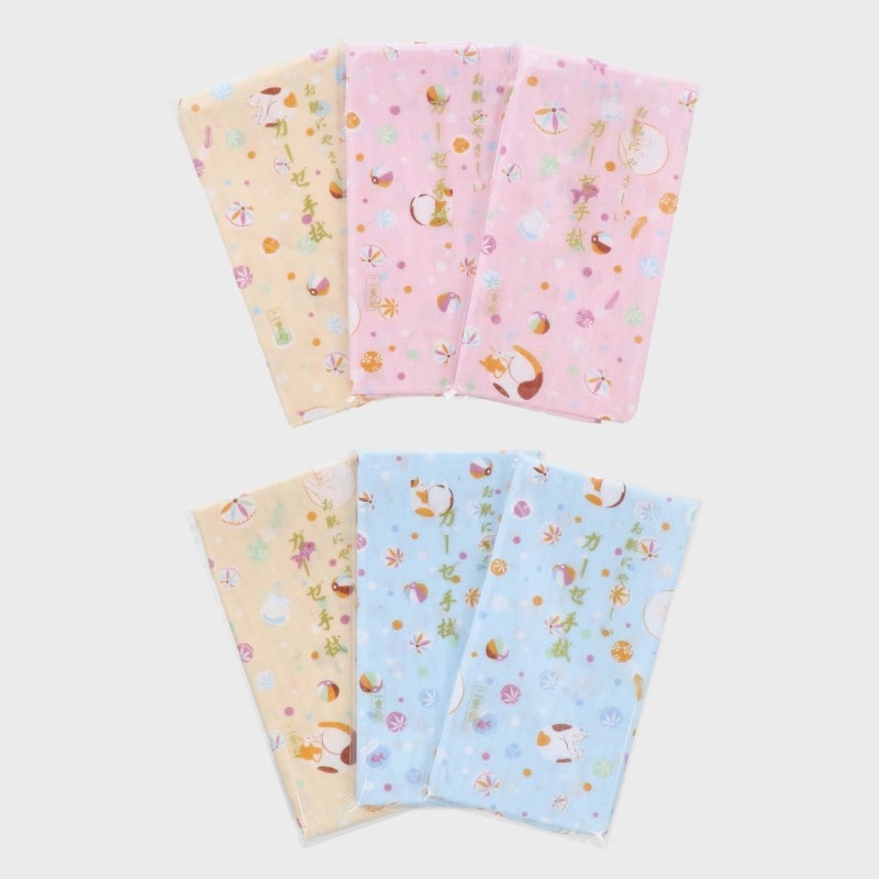 6枚組ガーゼ手拭『ネコと鞠』