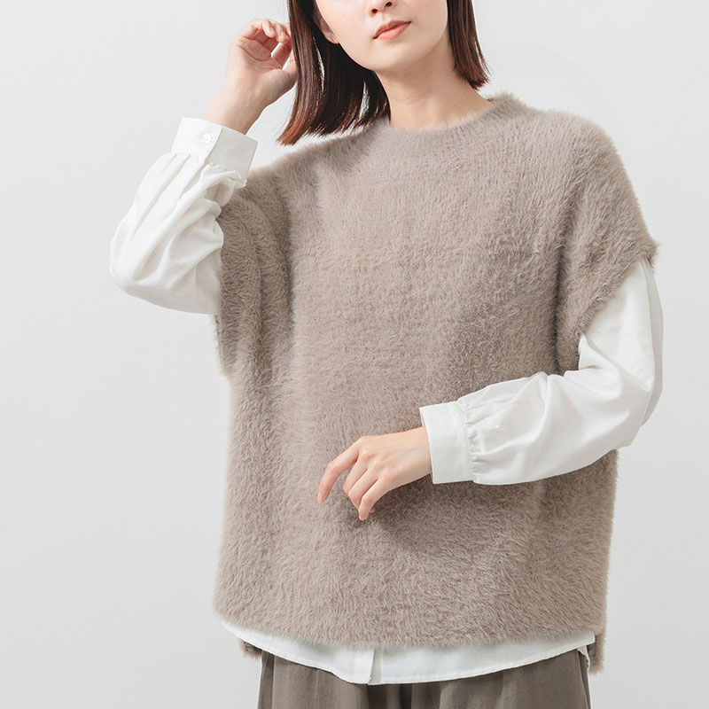 婦人『m.m.o.』シャギーニット×ブラウスアンサンブル