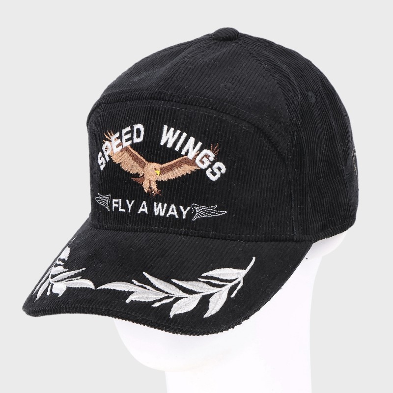 紳士『SPEED WINGS』つばリーフ刺しゅうワイドCAPキャップ(コーデュロイ)/サイズ調節可
