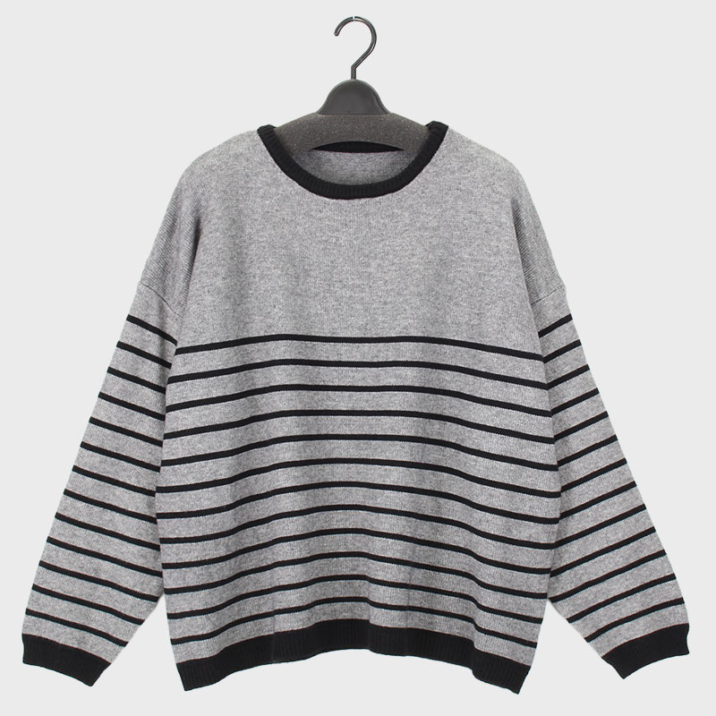 婦人丸首ボーダーセーター