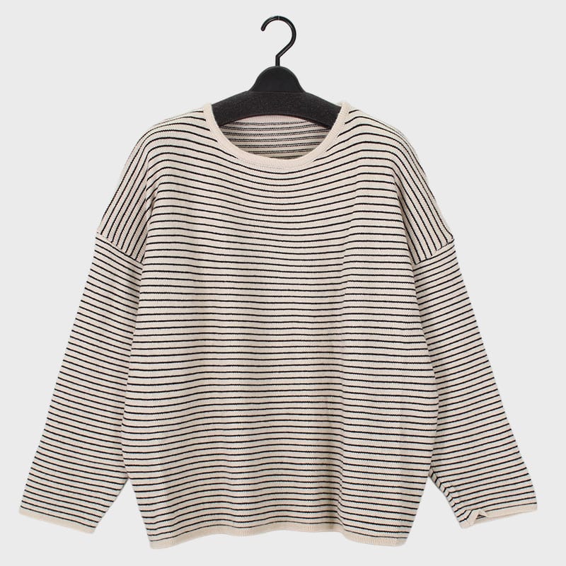 婦人丸首ボーダーセーター