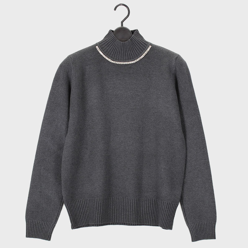 婦人HN首ジルコン付きセーター