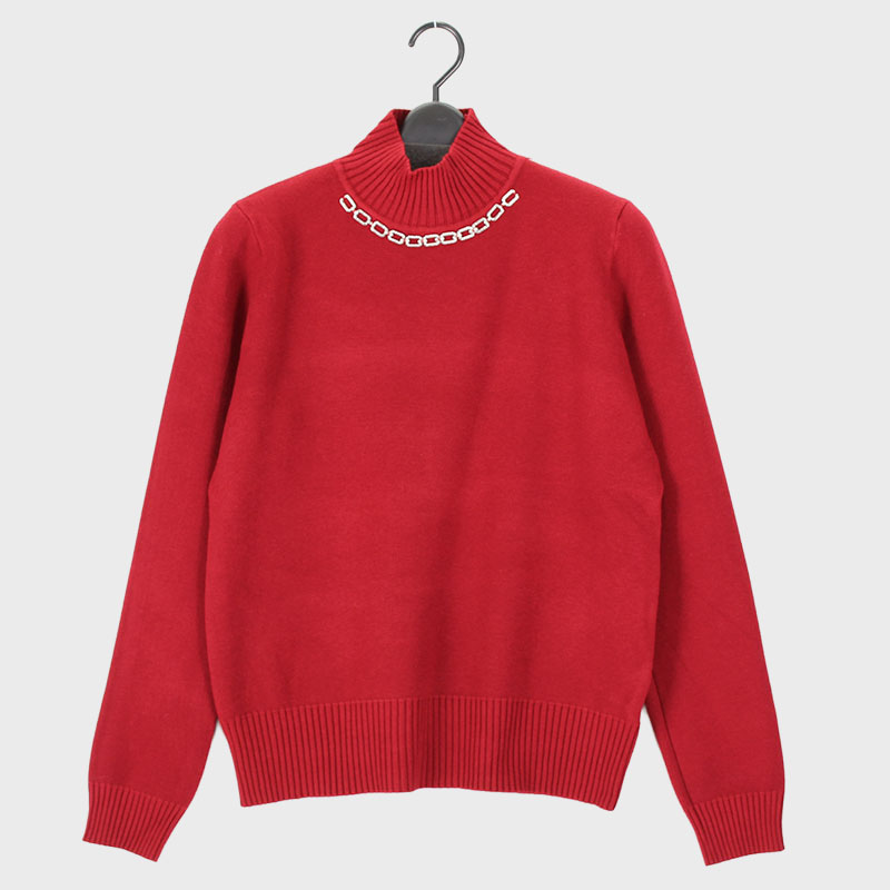 婦人HN首ジルコン付きセーター