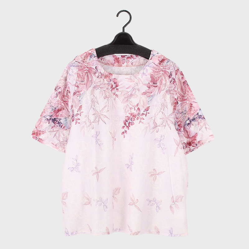 婦人半袖布帛花柄プリント