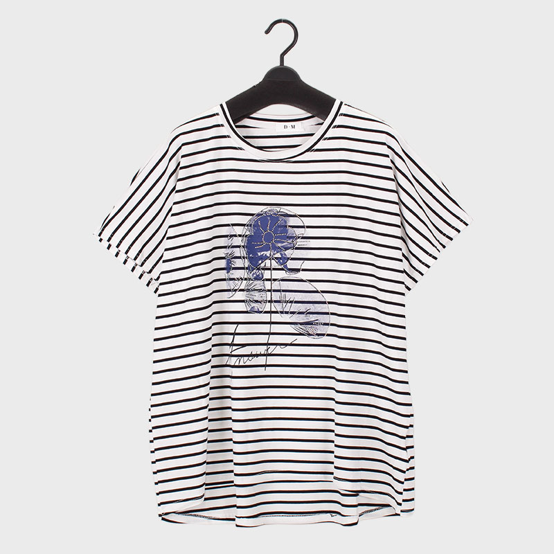 婦人半袖ボーダーデザインチュニック