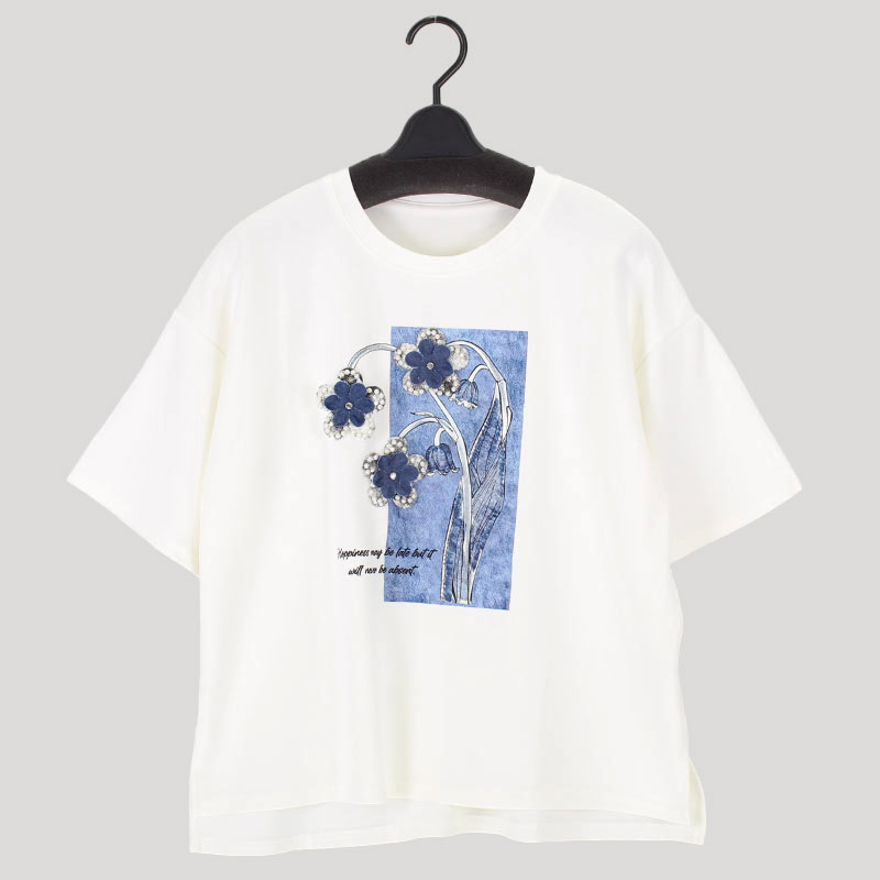 婦人花モチーフカットソー