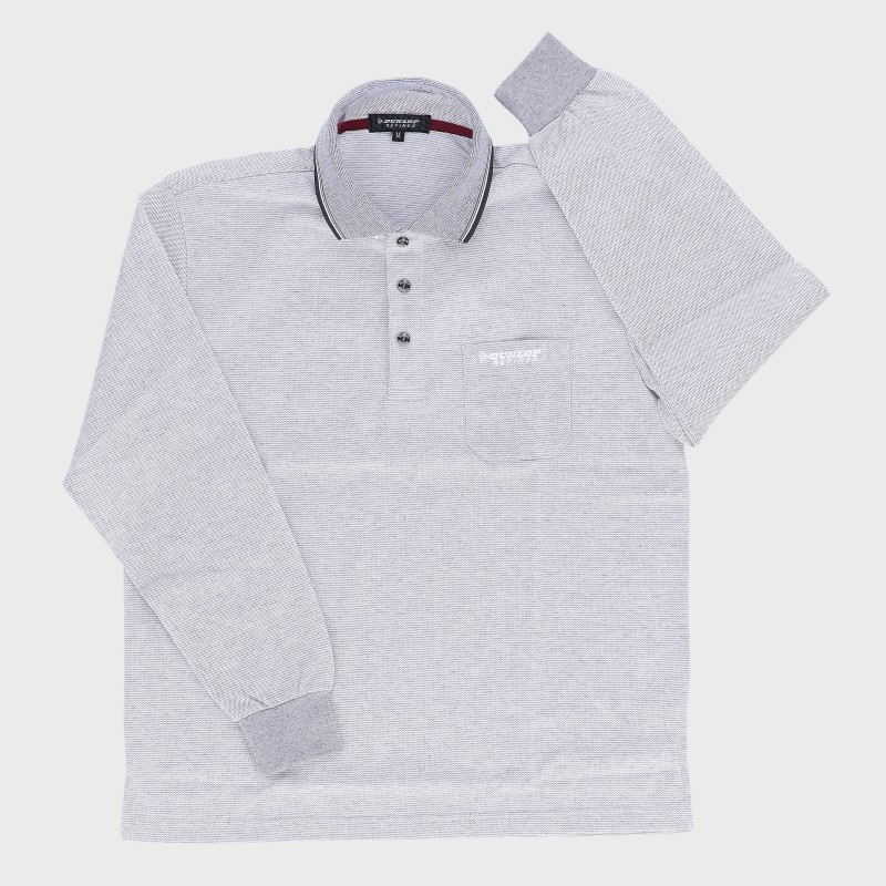 紳士大寸長袖ジャガード鹿の子ポロシャツ『DUNLOP』