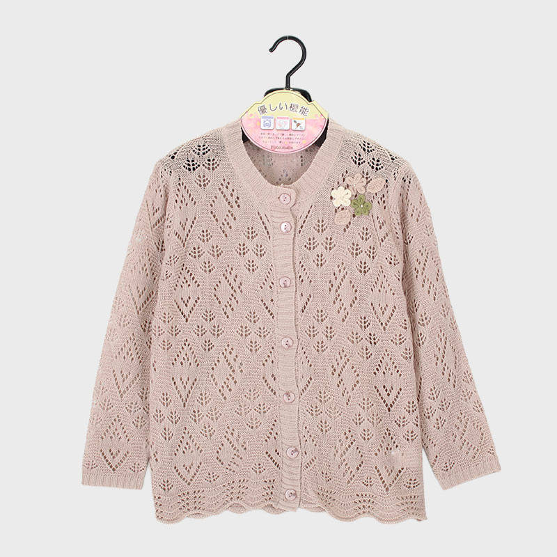 婦人丸首透かしレースカーディガン