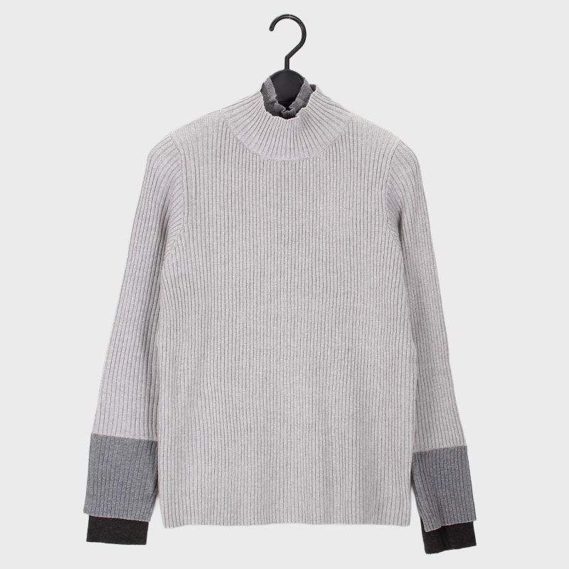 婦人HNリブ配色セーター