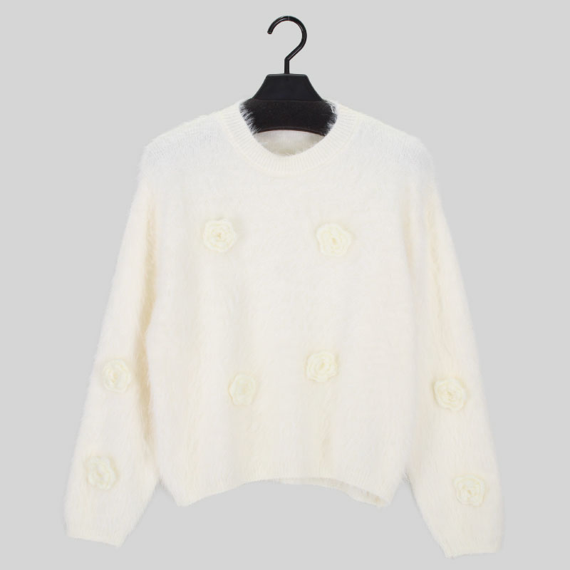 婦人モチーフ付きシャギーセーター