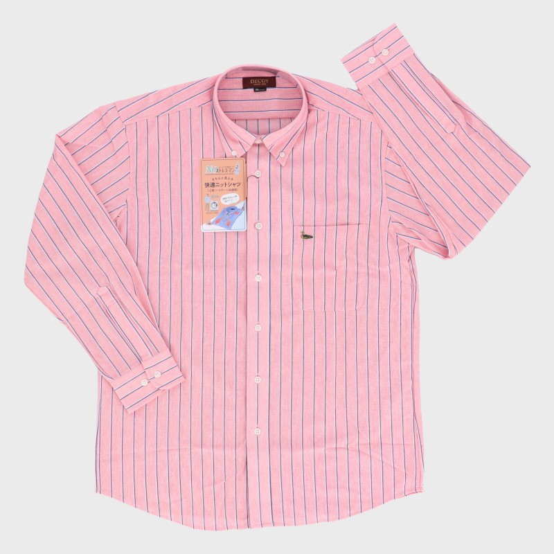 紳士長袖ストレッチカジュアルストライプニットシャツ『DECOY』