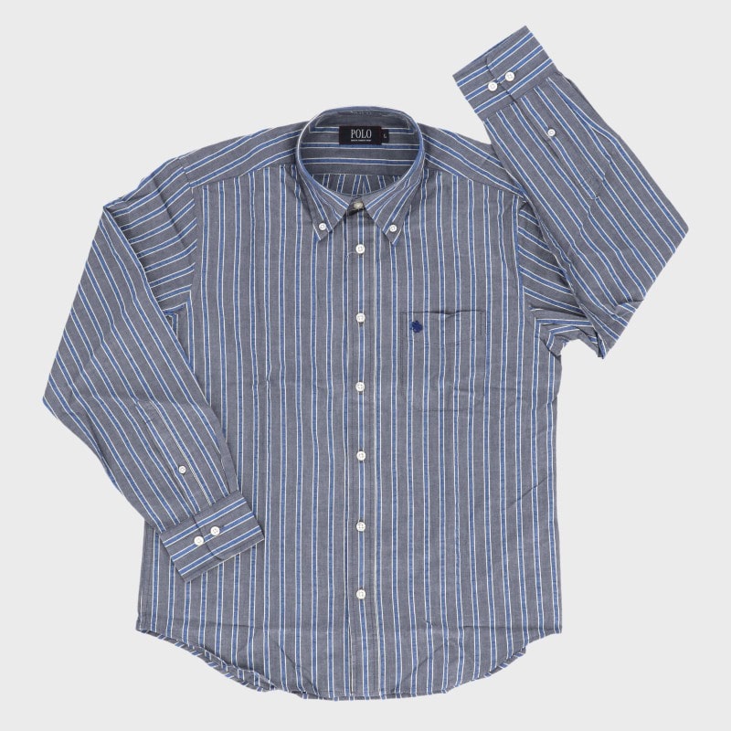 紳士シアサッカーストライプ柄シャツ『POLO』