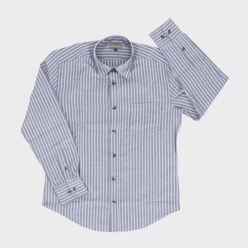 紳士夏長袖ストライプ柄シャツ『NICOLE MORRISON』