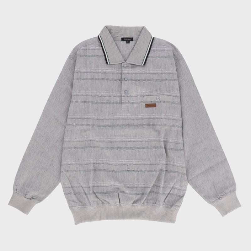 紳士夏長袖麻混楊柳ポロトレーナー『Royalcy』