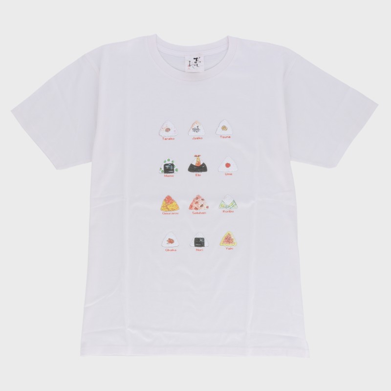 紳士日本製半袖立体プリントTシャツ(おにぎり)『むかしむかし』