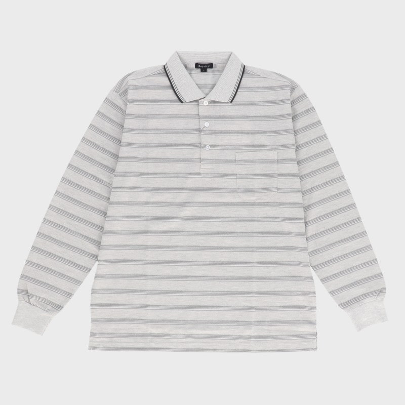 紳士長袖ボーダー柄ポロシャツ『Royalcy』