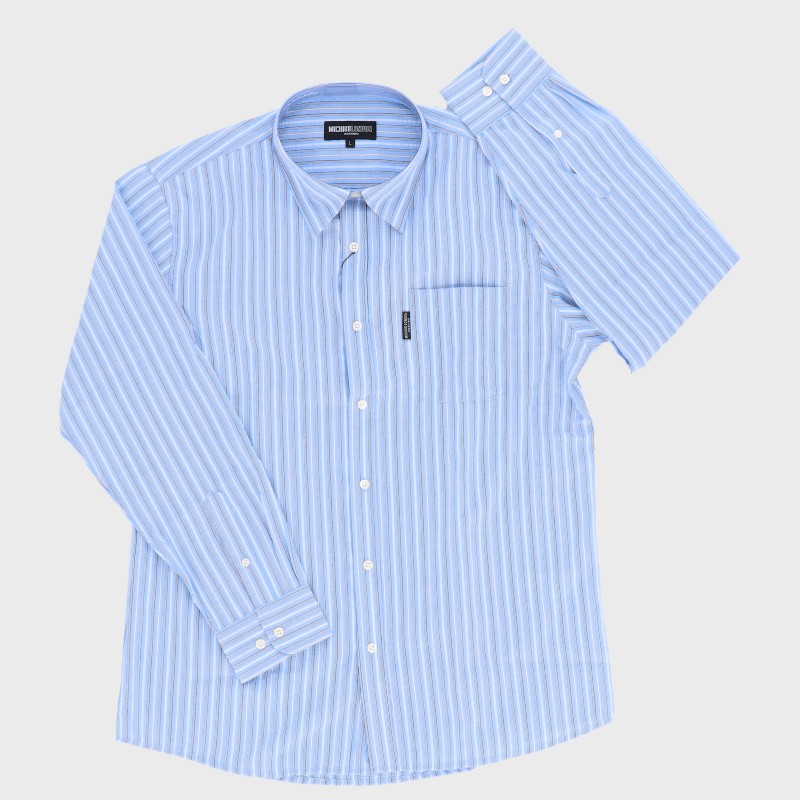 紳士長袖サッカー地ストライプシャツ『MICHIKO LONDON』