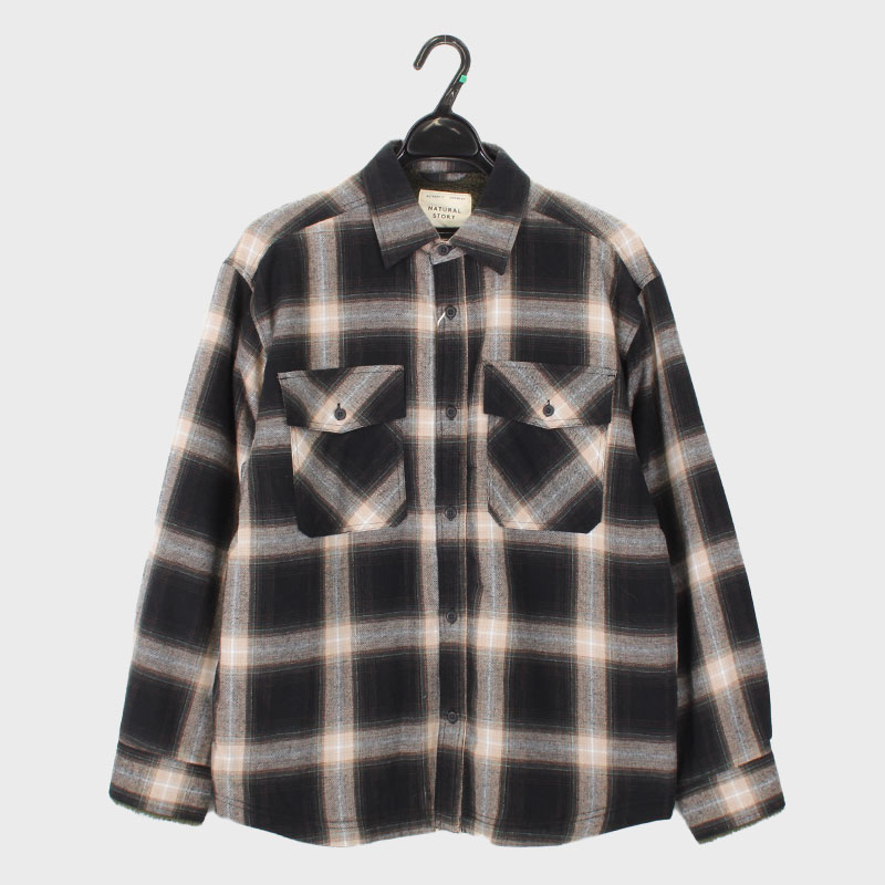 紳士裏ボア起毛格子柄シャツ『NATURAL STORY』