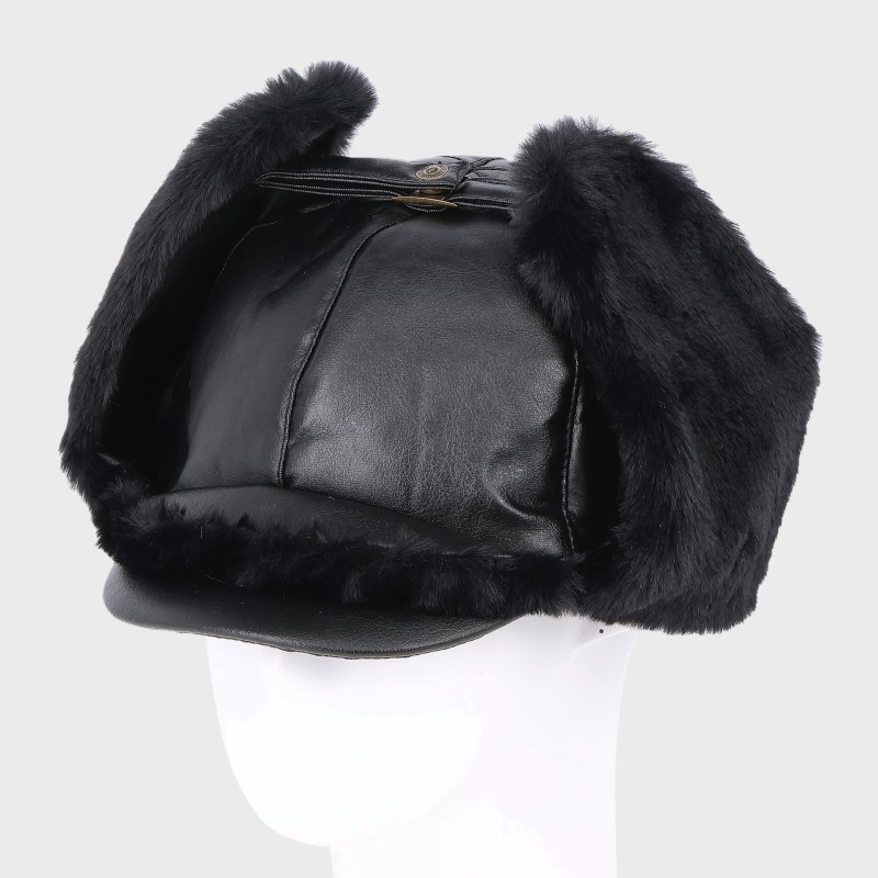 外耳付き合皮フライトキャップ・飛行帽