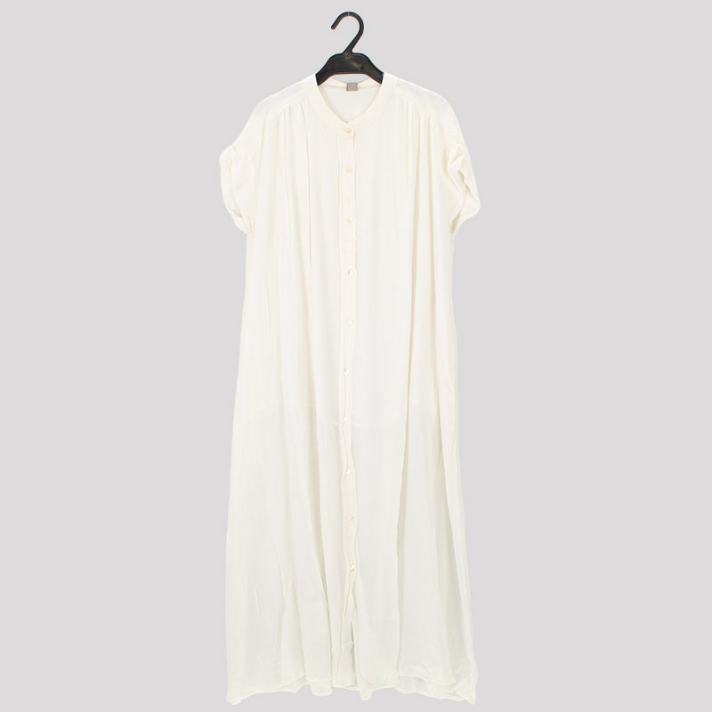 婦人袖折り返しシャツワンピース