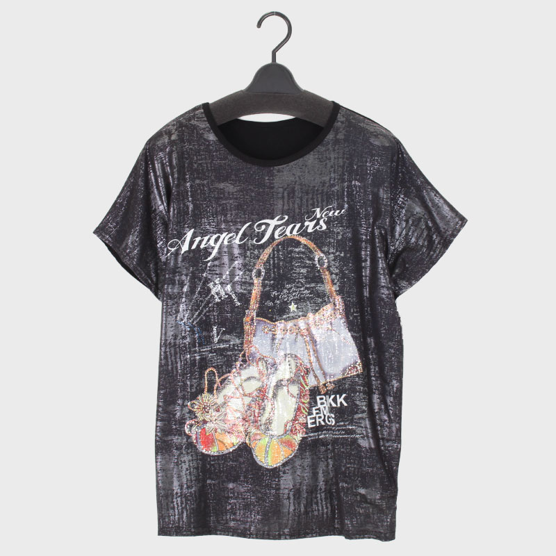婦人半袖キラキララメTシャツ(カバン)