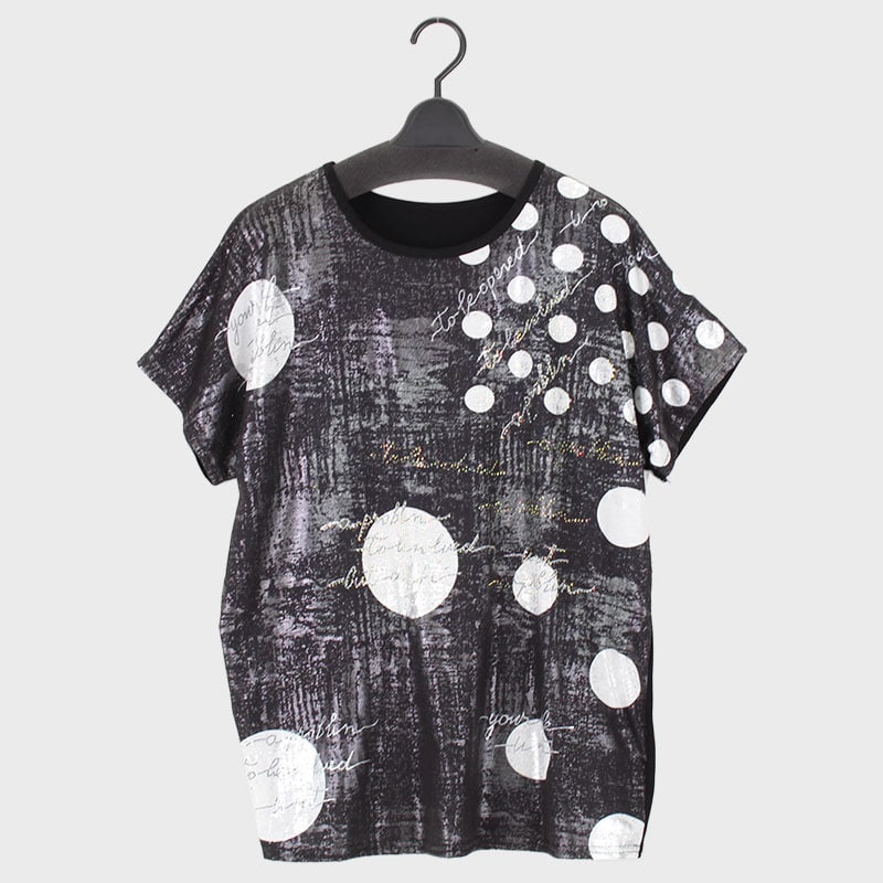 婦人半袖キラキララメTシャツ(水玉)