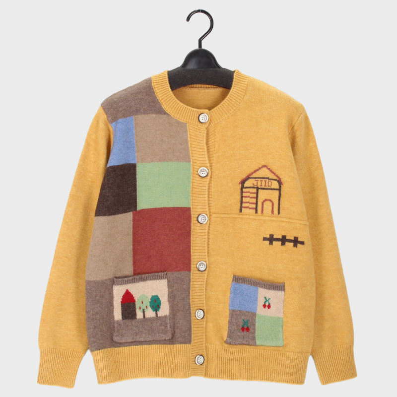 婦人丸首ニットカーディガン(家)