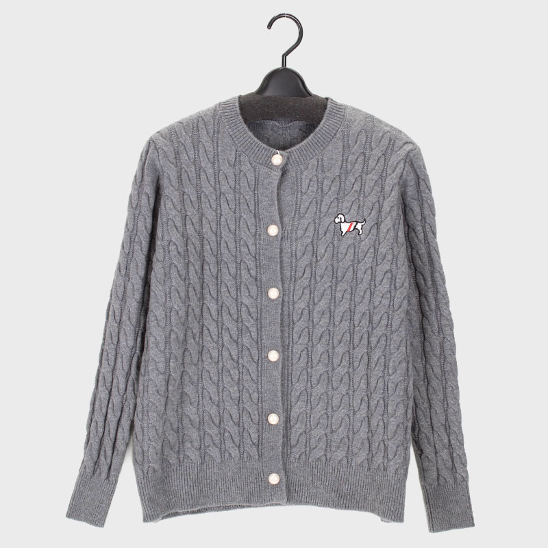 婦人丸首ニットカーディガン(犬)