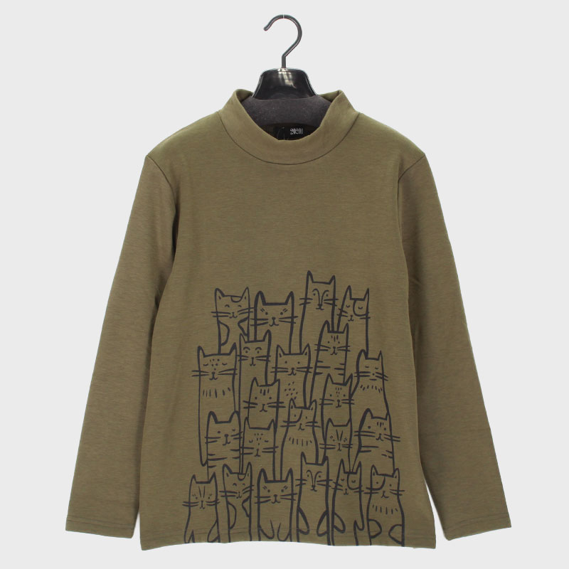 婦人HN裏シャギーネコプリントカットソー