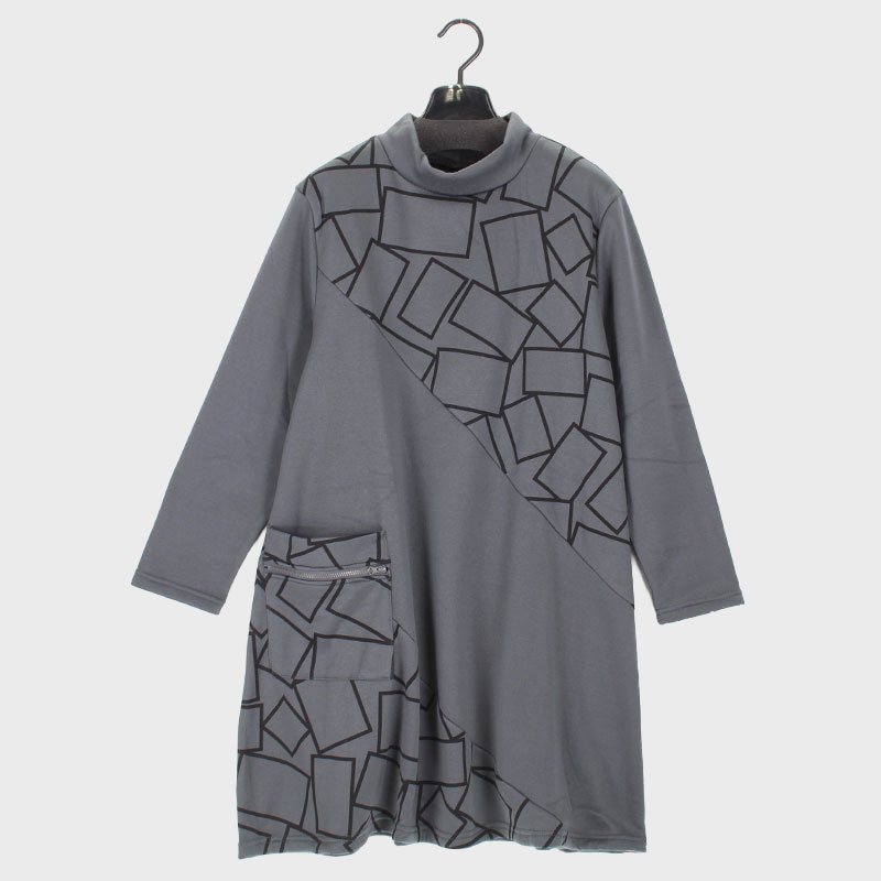 婦人裏起毛プリントデザインワンピース