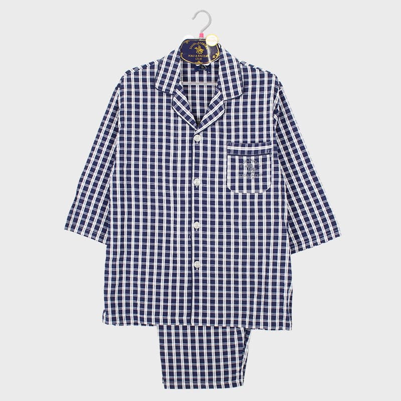 紳士『SANTA BARBARA POLO』七分袖綿先染サッカー前開きパジャマ《WEB》