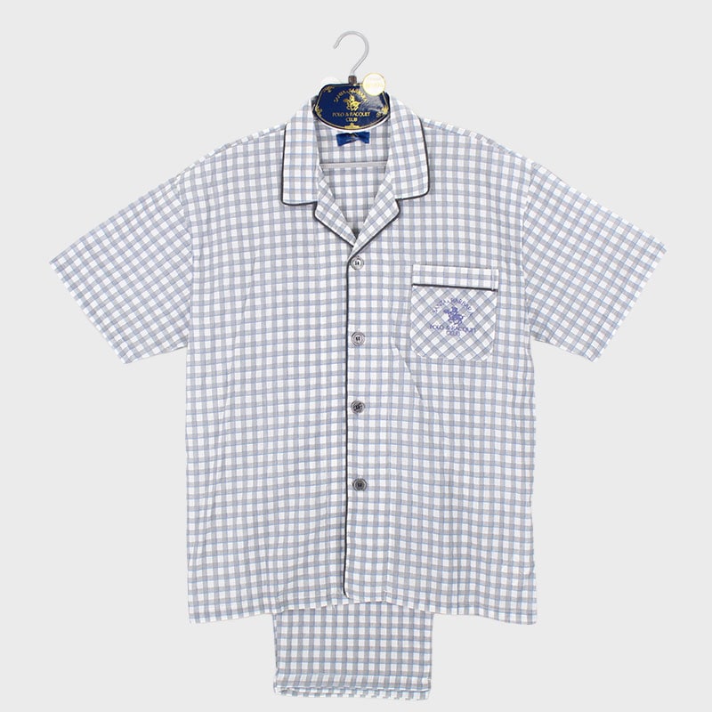 紳士『SANTA BARBARA POLO』半袖綿楊柳衿付前開きパジャマ《WEB》