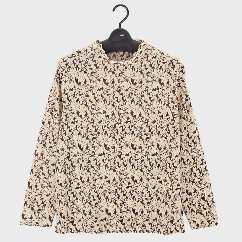 婦人長袖2段メロープリントカットソー