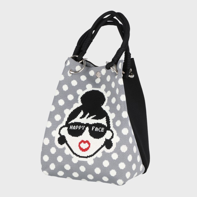 婦人ハッピーフェイス風船型ニットバッグ